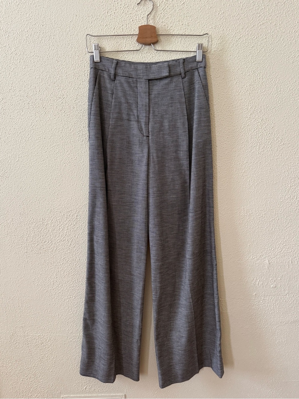 unsubscribed Mini Herringbone Wool Blend Wide Leg Pant 2